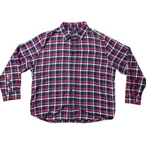 Victory‎ Sportswear Mens XXL Flannel Shirt Red Navy Blue Plaid Button Down L/S